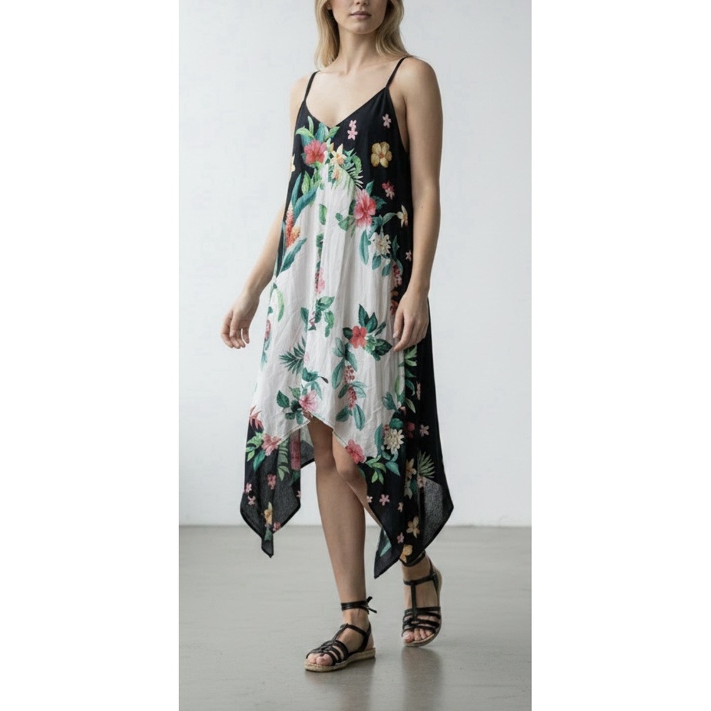 NWT Tommy Bahama Tropical Floral Handkerchief Scarf Dress Resort Coastal S/M